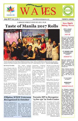 Taste of Manila 2017 Rolls TFC’S ASAP TORONTO LIVE SHOW