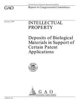 Deposits of Biological Materials in Support of Certain Patent Applications