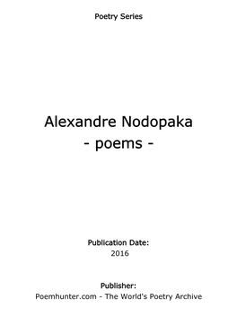 Alexandre Nodopaka - Poems