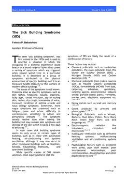 The Sick Building Syndrome