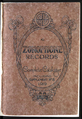 Zonophone Records Complete Catalogue 1919