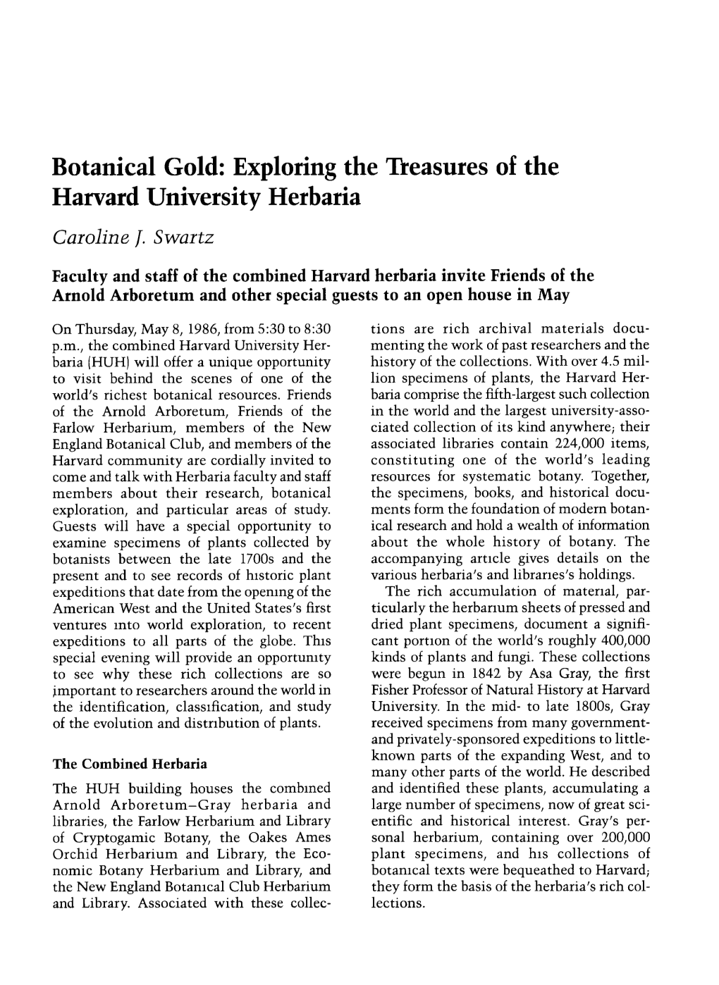 Botanical Gold: Exploring the Treasures of the Harvard University Herbaria Caroline J