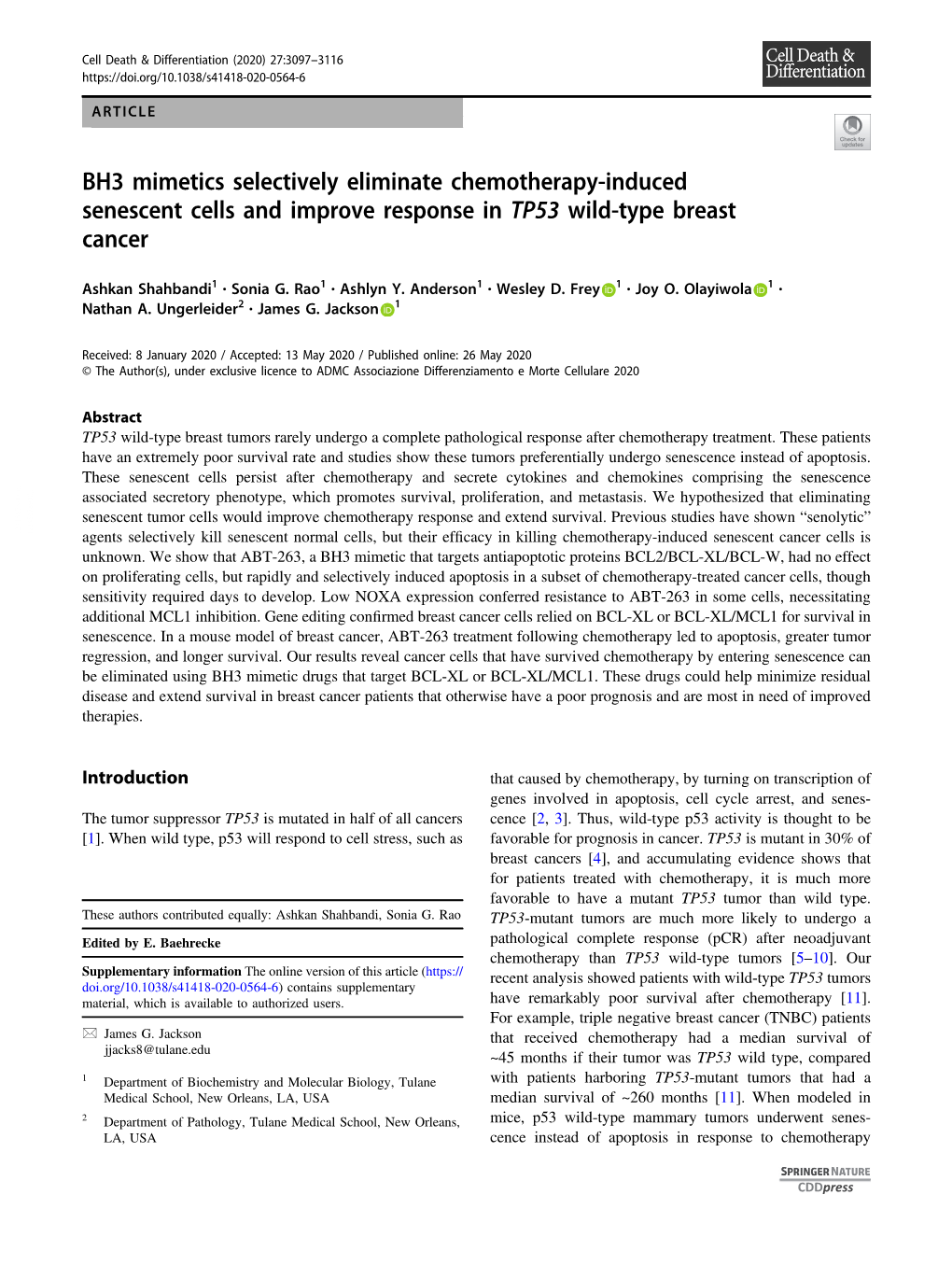 BH3 Mimetics Selectively Eliminate Chemotherapy-Induced Senescent Cells and Improve Response in TP53 Wild-Type Breast Cancer