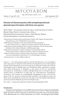 With Entrophosporoid and Glomoid Spore Formation with Three New Genera