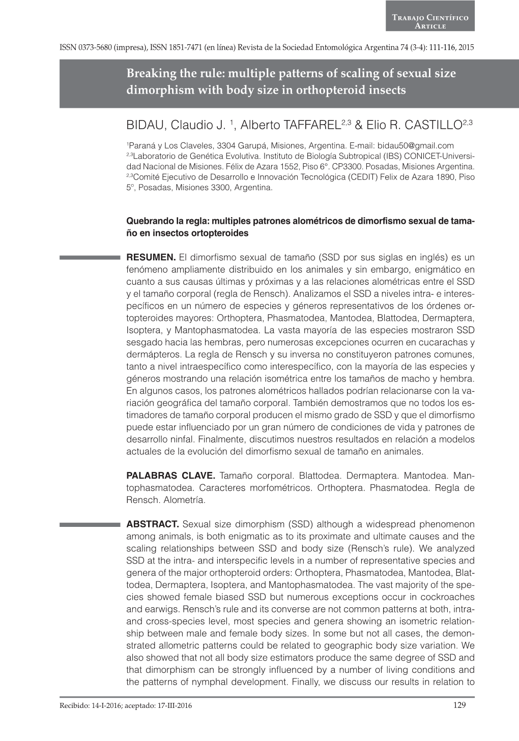 Breaking the Rule: Multiple Patterns of Scaling of Sexual Size Dimorphism with Body Size in Orthopteroid Insects