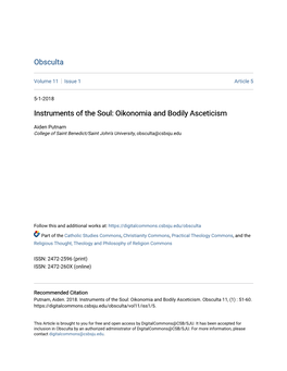 Instruments of the Soul: Oikonomia and Bodily Asceticism