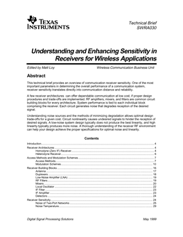 Understanding and Enhancing Sensitivity in Receivers for Wireless Applications