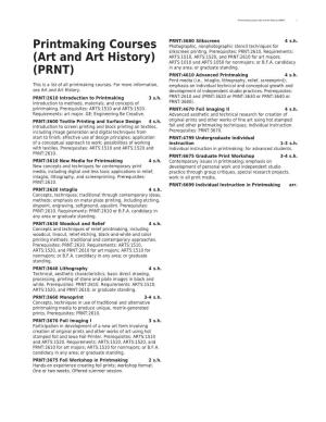 Printmaking Courses (Art and Art History) (PRNT) 1