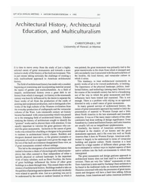 Architectural History, Architectural Education, and Multiculturalism