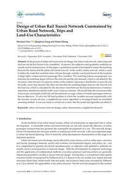 Design of Urban Rail Transit Network Constrained by Urban Road Network, Trips and Land-Use Characteristics