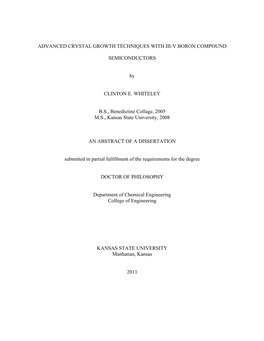 Advanced Crystal Growth Techniques with Iii-V Boron Compound