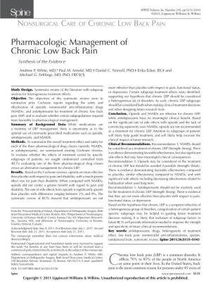 Pharmacologic Management of Chronic Low Back Pain Synthesis of the Evidence