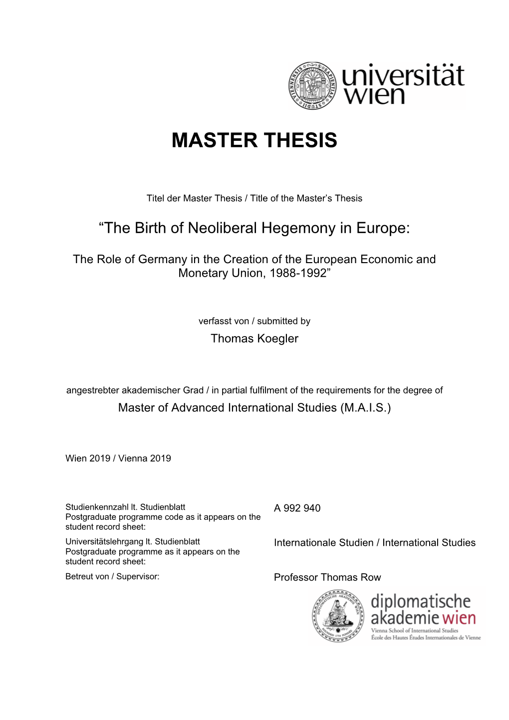 Master Thesis