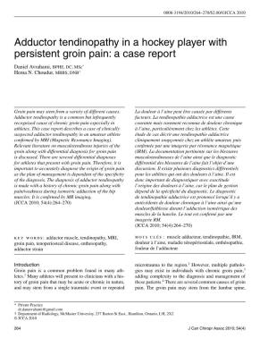 Adductor Tendinopathy in a Hockey Player with Persistent Groin Pain: a Case Report
