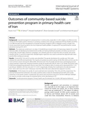 Outcomes of Community-Based Suicide Prevention Program In