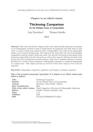 Thickening Comparison on the Multiple Facets of Comparability