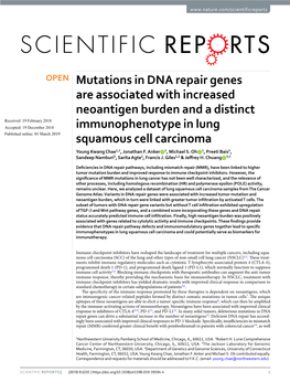 Mutations in DNA Repair Genes Are Associated with Increased