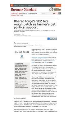 Bharat Forges SEZ Hits Rough Patch As Farmers Get Political