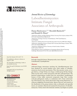 Laboulbeniomycetes: Intimate Fungal Associates of Arthropods