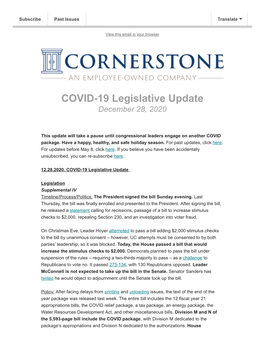 COVID-19 Legislative Update December 28, 2020