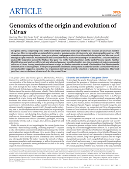 Genomics of the Origin and Evolution of Citrus