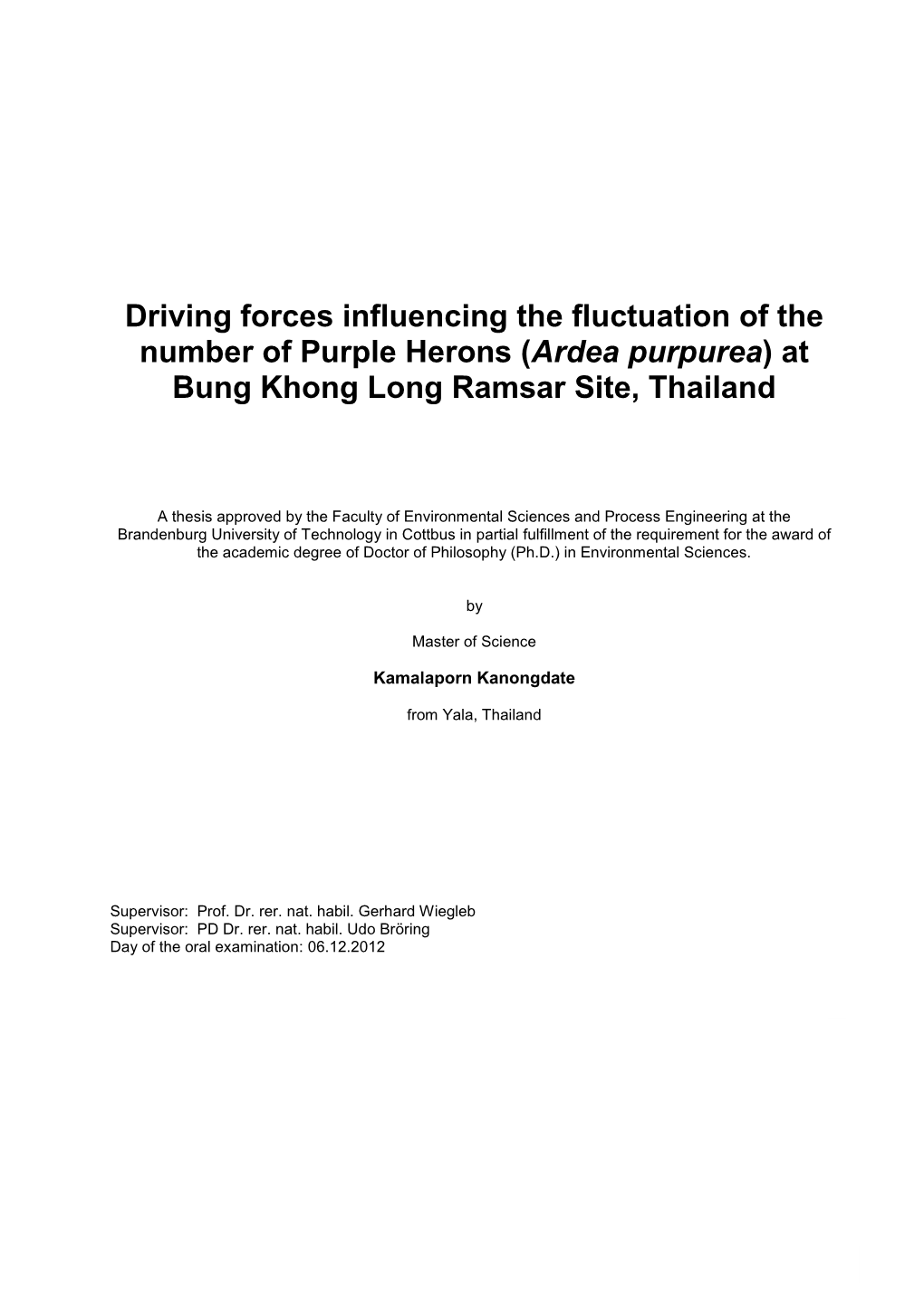 Influence of Changes in Food Web on the Population of Purple Herons