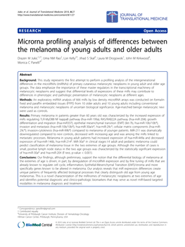 Microrna Profiling Analysis of Differences Between the Melanoma