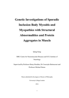 Genetic Investigations of Sporadic Inclusion Body Myositis and Myopathies with Structural Abnormalities and Protein Aggregates in Muscle