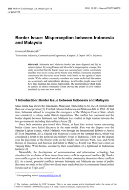 Border Issue: Misperception Between Indonesia and Malaysia