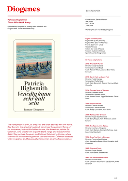 Book Factsheet Patricia Highsmith Those Who Walk Away