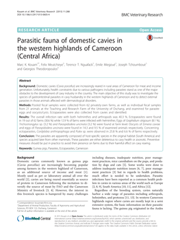 Parasitic Fauna of Domestic Cavies in the Western Highlands of Cameroon (Central Africa) Marc K