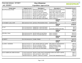 City of Bozeman Expenditure Approval List
