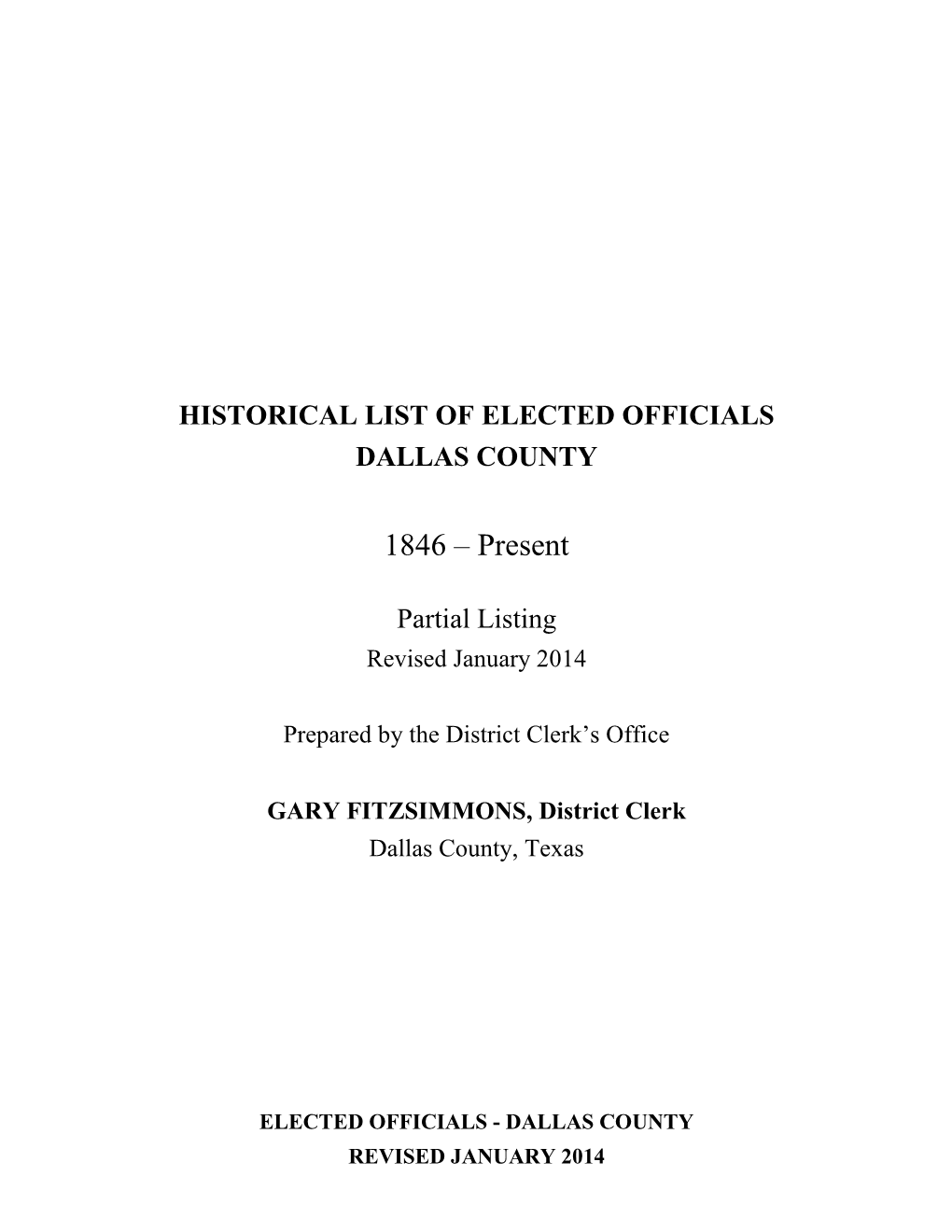 Elected Officials Dallas County