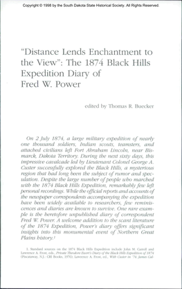 The 1874 Black Hills Expedition Diary of Ered W. Power