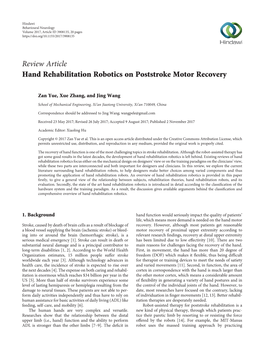 Review Article Hand Rehabilitation Robotics on Poststroke Motor Recovery