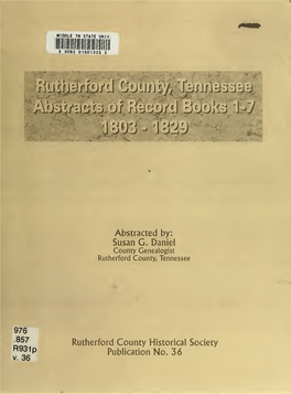 Susan G. Daniel County Genealogist Rutherford County, Tennessee
