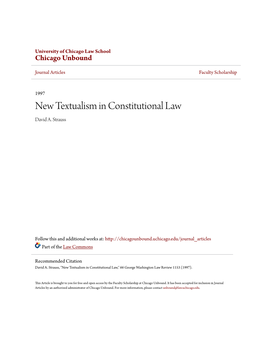 New Textualism in Constitutional Law David A