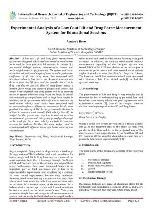 Experimental Analysis of a Low Cost Lift and Drag Force Measurement System for Educational Sessions