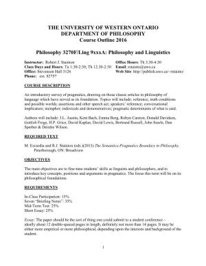3270F: Philosophy and Linguistics