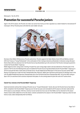 Promotion for Successful Porsche Juniors