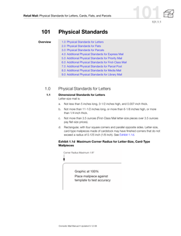 DMM 101 Physical Standards for Retail Letters, Flats, And