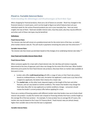 Fixed Vs. Variable Interest Rates Understanding the Advantages and Disadvantages of Each Rate Type