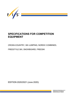 Specifications for Competition Equipment