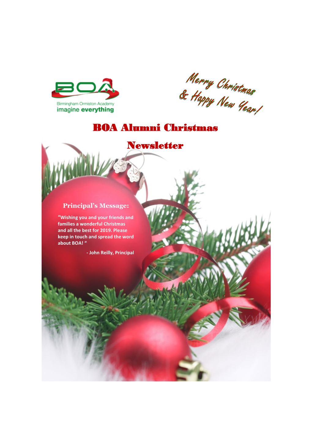 BOA Alumni Christmas Newsletter