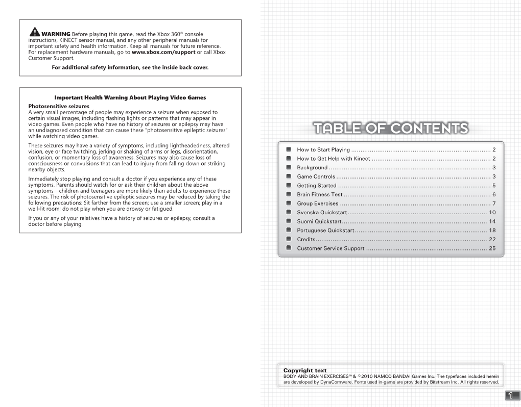 TABLE of CONTENTS While Watching Video Games