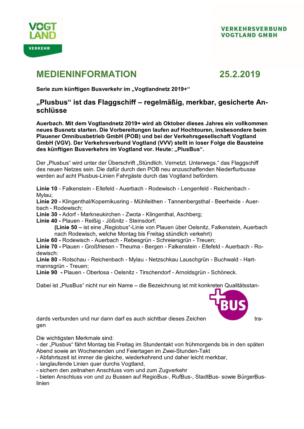 Medieninformation 25.2.2019