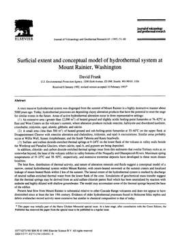 Surficial Extent and Conceptual Model of Hydrothermal System at Mount Rainier, Washington