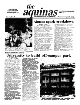 University to Build Off-Campus Park by BOB YATES - Alth H Firm H B ' " ,", ' Aquinas ,Managing Editor Oug No