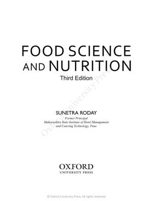 FOOD SCIENCE NUTRITION Third Edition Press