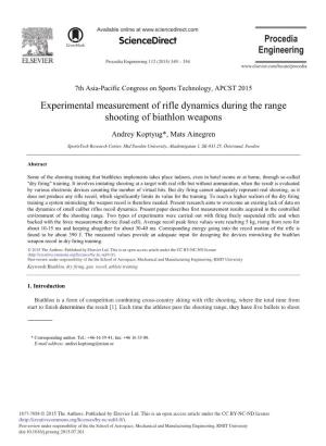 Experimental Measurement of Rifle Dynamics During the Range Shooting of Biathlon Weapons